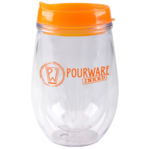 Tangerine Bev/Go Double Wall Acrylic Stemless Wine Tumbler
