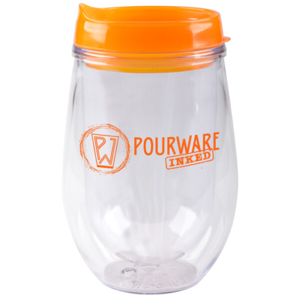 Tangerine Bev/Go Double Wall Acrylic Stemless Wine Tumbler