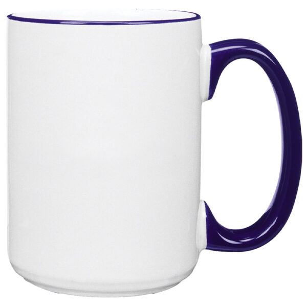 Heartland White with Cobalt Lip & Handle El Grande Mug - Image 2