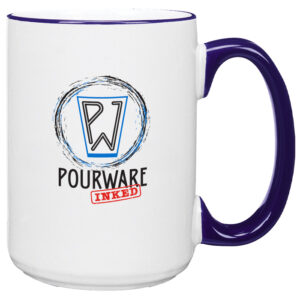 Heartland White with Cobalt Lip & Handle El Grande Mug