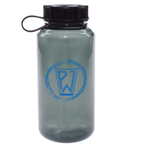 Smoke Round Plastic Bottle with Black Tethered Lid